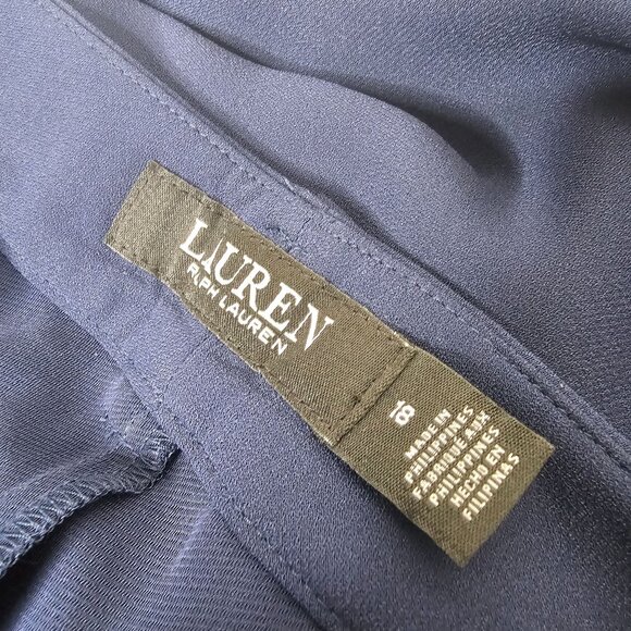 Ralph Lauren 18 Navy Blue Pleated Dress Shorts Belt Loops Old Money Nautical - Picture 4 of 5